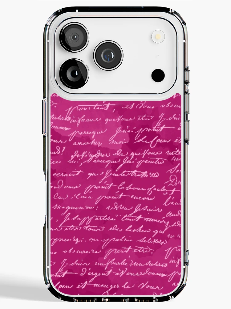 Thumbnail 1 of 5, iPhone Case, Script on Cerise designed and sold by ReesDesigns.