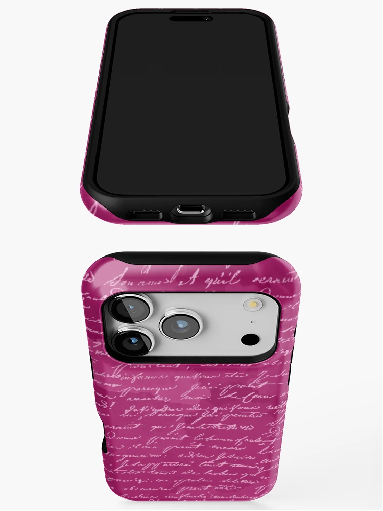 Thumbnail 3 of 4, iPhone Case, Script on Cerise designed and sold by ReesDesigns.