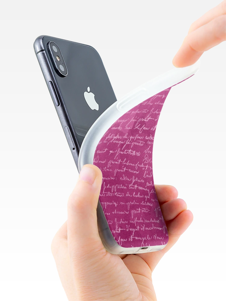 Thumbnail 4 of 5, iPhone Case, Script on Cerise designed and sold by ReesDesigns.
