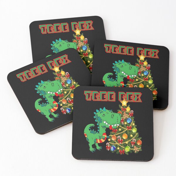Item preview, FUNNY HAPPY CUTE TREE REX DECORATES XMAS TREE RED AND GREEN AWESOME DESIGN FOR NEW YEAR CHRISTMAS  designed and sold by thebaronart.