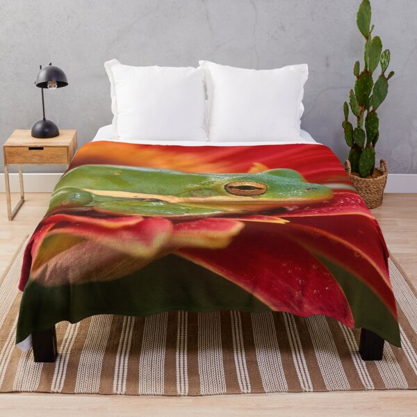 Item preview, Green Tree Frog on a Red Flower designed and sold by ScienceSource.