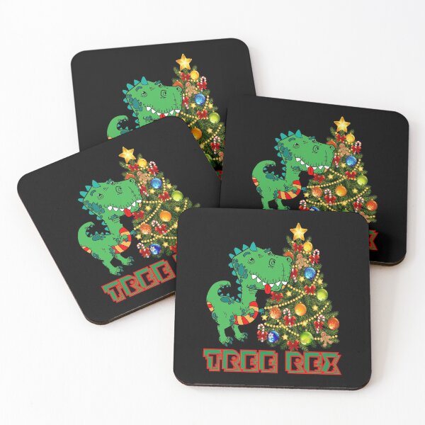 Item preview, FUNNY HAPPY CUTE TREE REX DECORATES XMAS TREE RED AND GREEN AWESOME DESIGN FOR NEW YEAR CHRISTMAS  designed and sold by thebaronart.