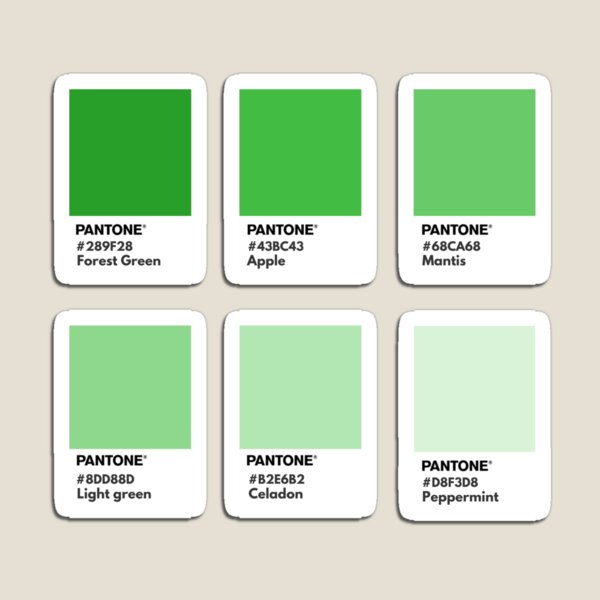 Bright green pantone color swatch Magnet for Sale by softlycarol