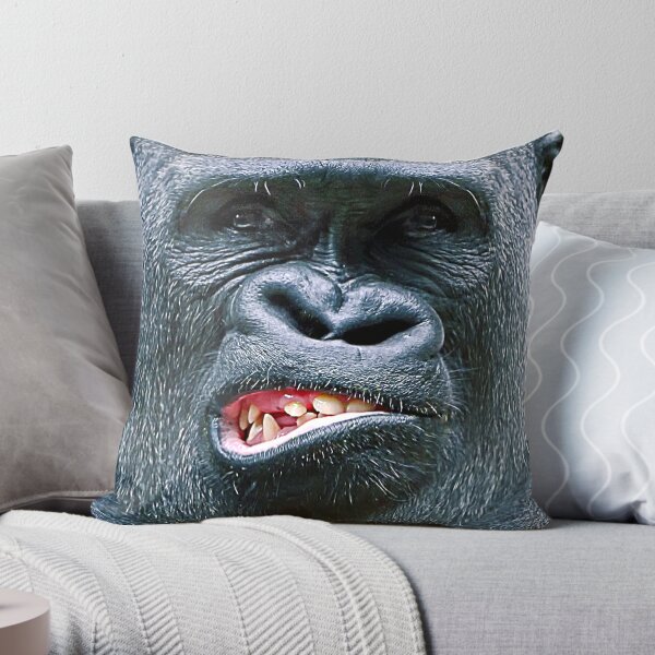 Gorilla Throw Pillow By Cornel Vlad – All About Vibe