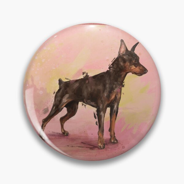 Item preview, Impressionistic Painting of a Doberman Pinscher on Pinkish Yellow Background designed and sold by ibadishi.