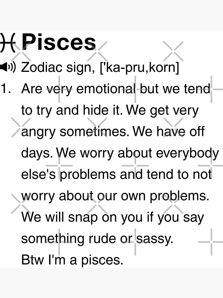 Funny Pisces Definition Zodiac Sign Poster