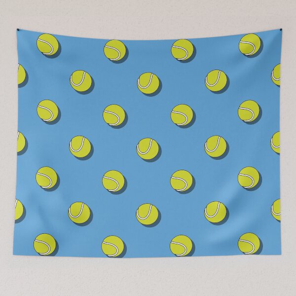 Item preview, Yellow ball for tennis pattern on a blue background designed and sold by acidmit.