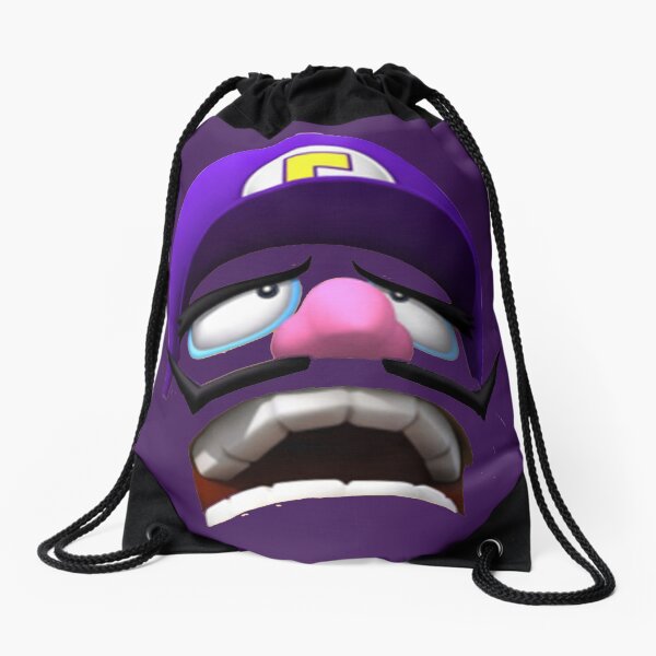 Waluigi Face Drawstring Bag