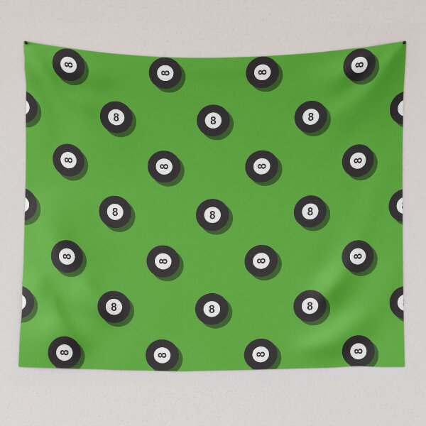 Item preview, Black ball for billiard pattern on a green background designed and sold by acidmit.