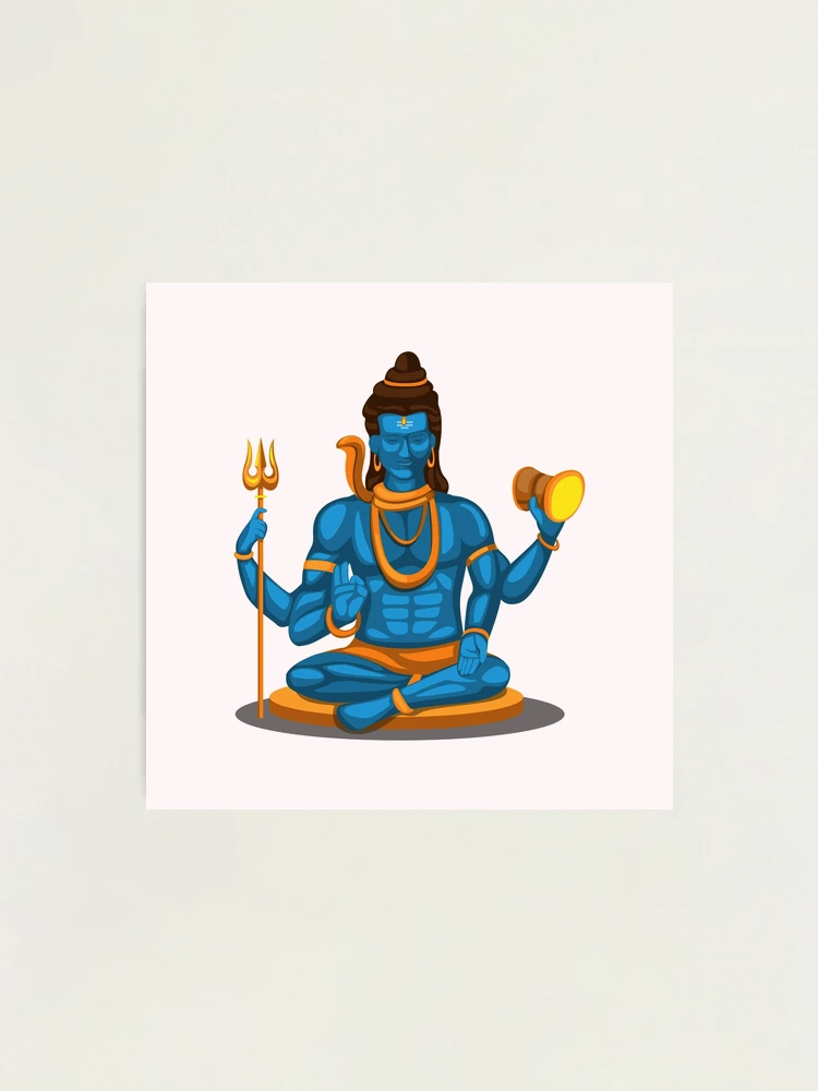 Shiva figure symbol hindu religion concept in cartoon illustration  Photographic Print for Sale by aryoyo
