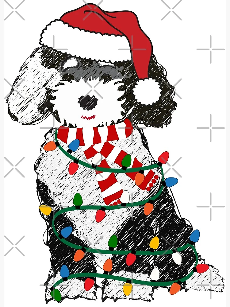 Sheepadoodle, doodle, dog, sleigh, sledding, christmas, holidays, winter, christmas popular art, CANVAS