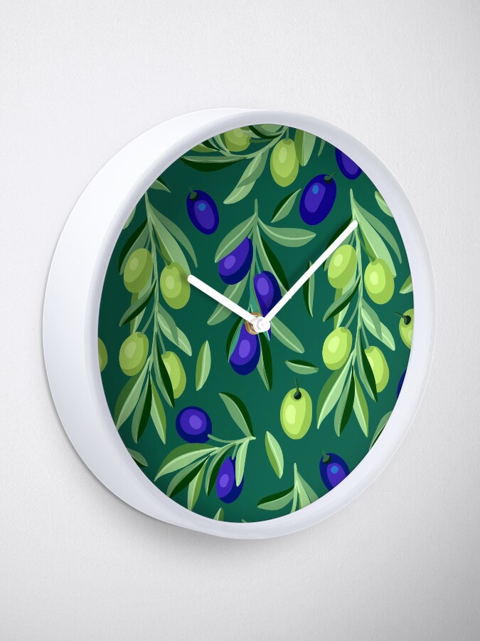 Kitchen Wall Clock - Pretty yet Fruity Grape Vine Print Clock