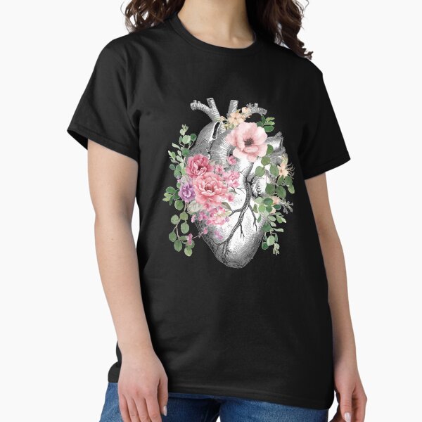 Item preview, Bloom Floral Heart Human Anatomy pink roses flowers designed and sold by Collagedream.