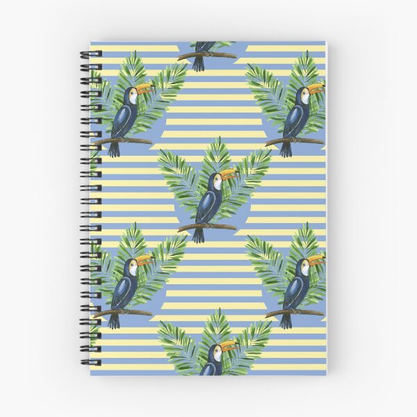 Item preview, Toucan and banana leaves on the striped background designed and sold by Mehendra.