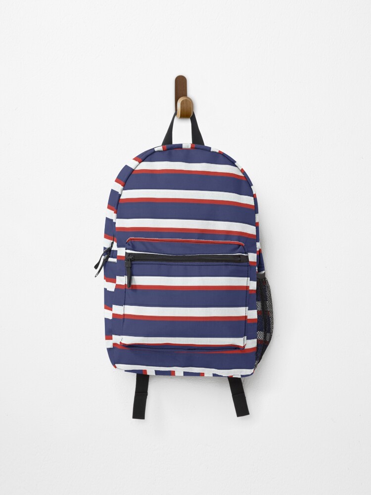 blue striped backpack