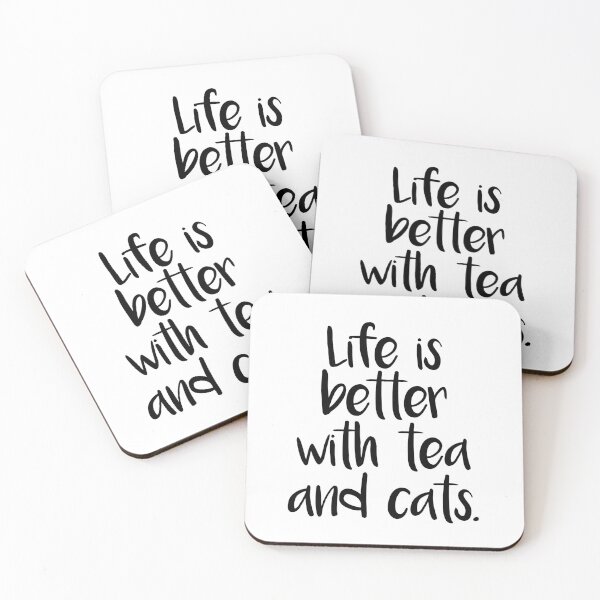 Item preview, LIFE IS BETTER WITH TEA AND CATS designed and sold by RhubarbMyrtle.