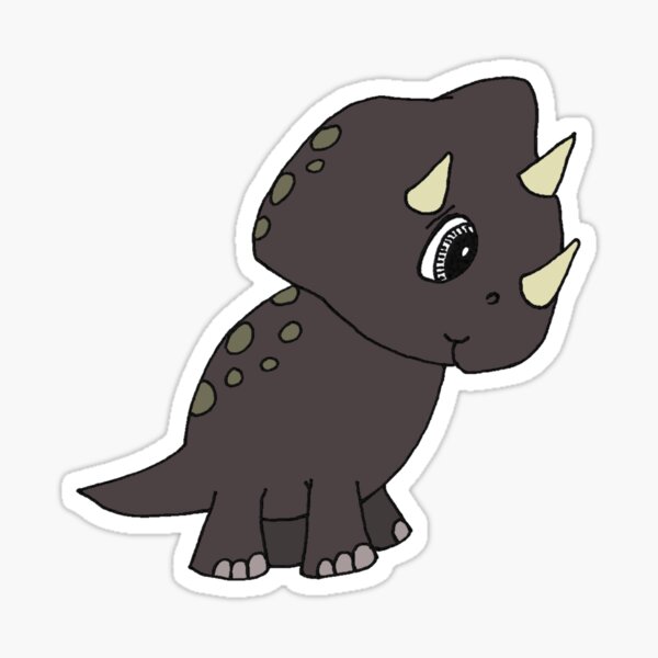 Cute Brown Baby Triceratops Dinosaur Glossy Sticker