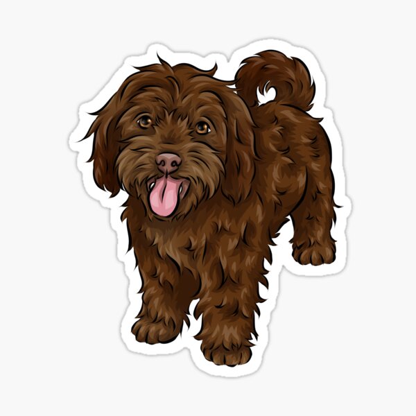 Vista previa del artículo con la obra «Lindo Cavapoo | Chocolate | Arte canino tierno», diseñado y vendido por shirinsart.