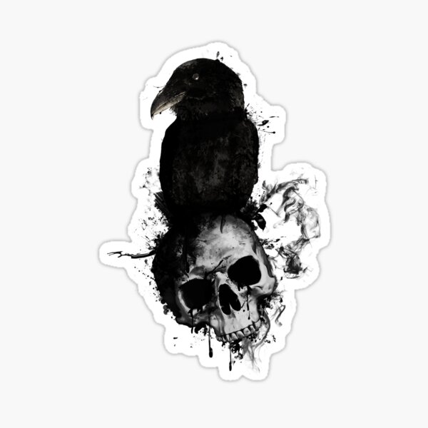 Raven and Skull Sticker