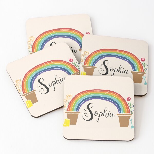 Item preview, Sophia - Rainbow Flowerpots Personalised Nursery Print designed and sold by abi bryan design.