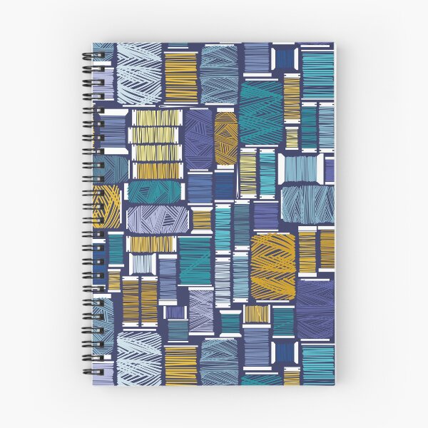 Item preview, Find the needle // navy blue background gradients of blue and yellow thread spools designed and sold by SelmaCardoso.