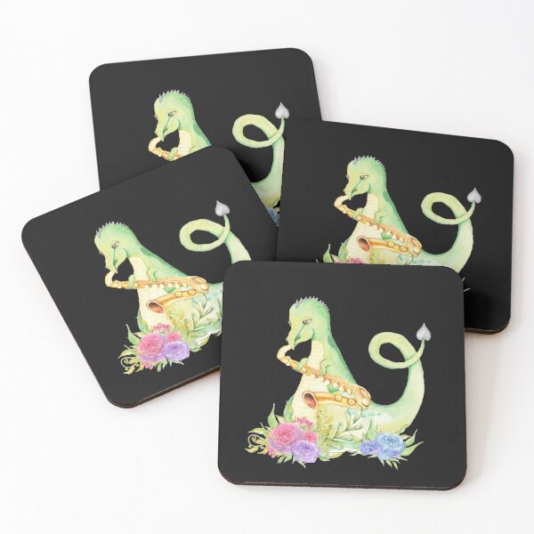 Item preview, Saxophone Playing Dino And Flowers - Floral Dinosaur Saxophonist designed and sold by iHeartDinosaurs.