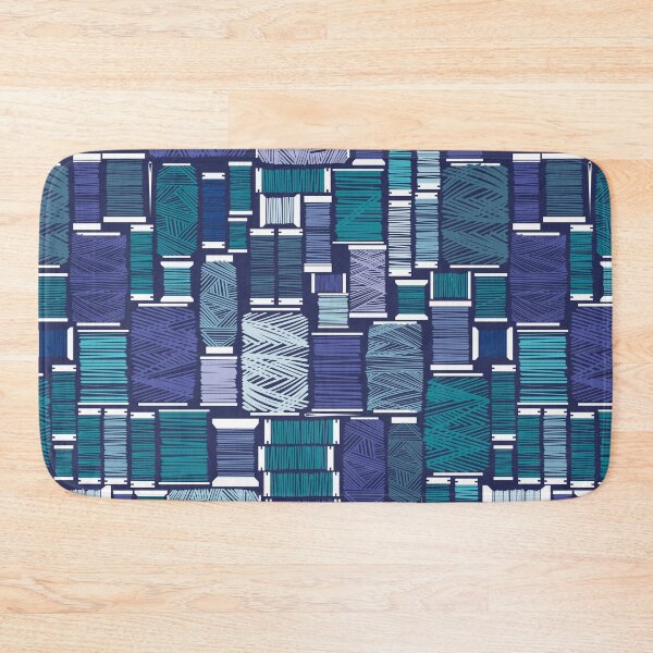 Item preview, Find the needle // navy blue background gradients of blue thread spools designed and sold by SelmaCardoso.