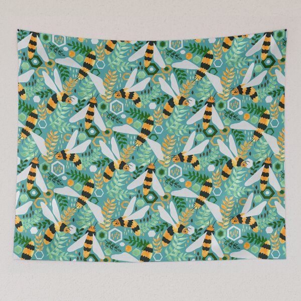Item preview, Friendly Gouache Bees - Greens designed and sold by TigaTiga.