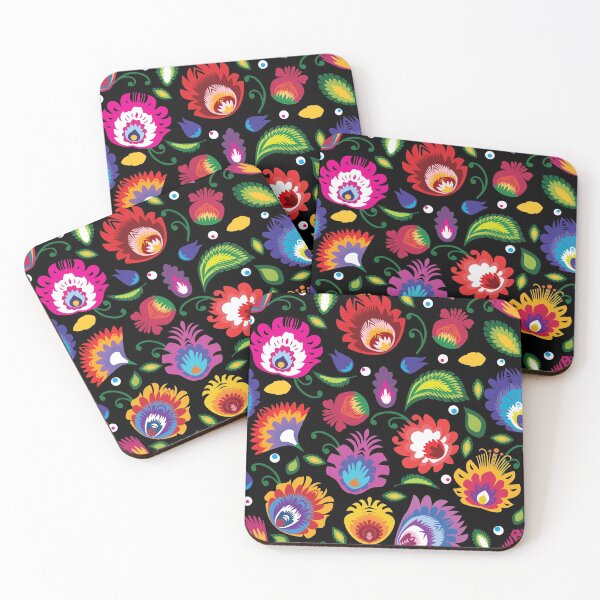 Item preview, Folklore flowers on black  designed and sold by FK-UK.