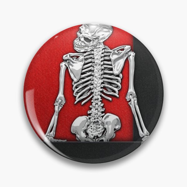 Item preview, Memento Mori - Silver Human Skeleton on Black and Red Canvas designed and sold by Serge Averbukh Art Studio.