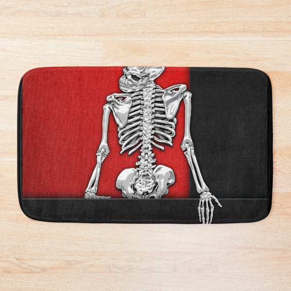 Item preview, Memento Mori - Silver Human Skeleton on Black and Red Canvas designed and sold by Serge Averbukh Art Studio.