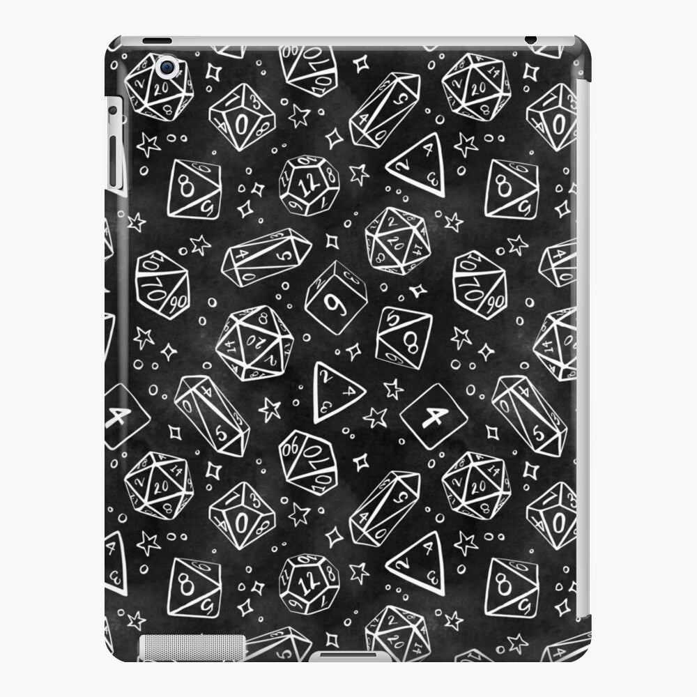 Watercolor Line Art Dice - Black iPad Case & Skin