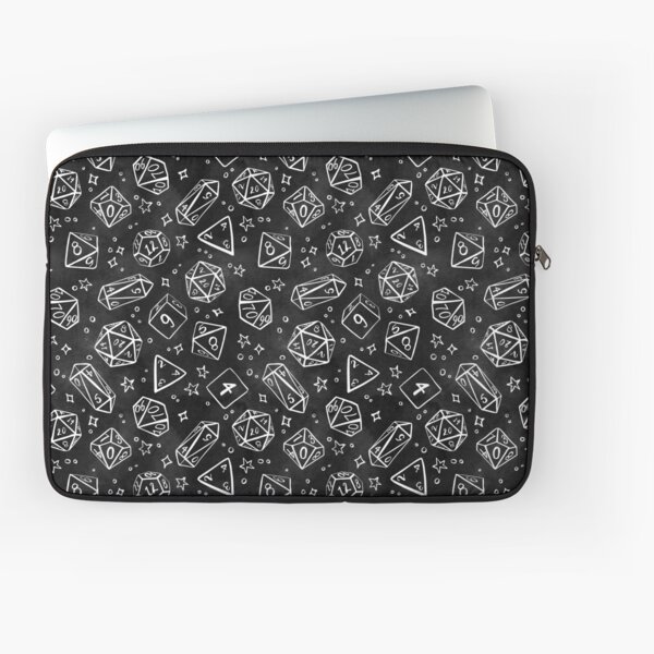 Watercolor Line Art Dice - Black Laptop Sleeve