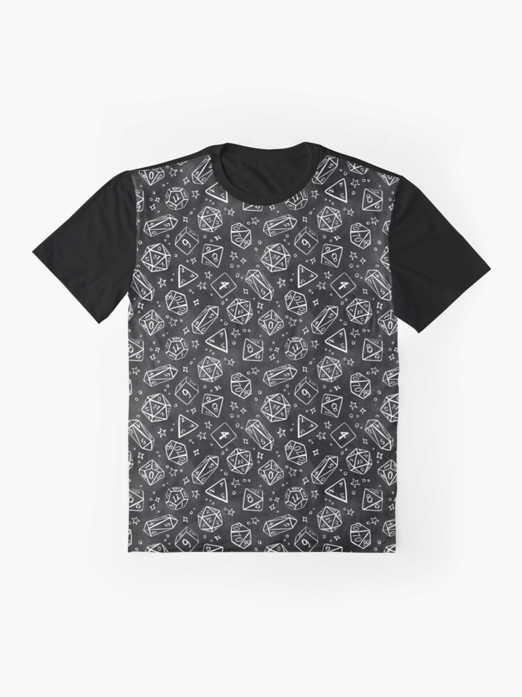 Alternate view of Watercolor Line Art Dice - Black Graphic T-Shirt