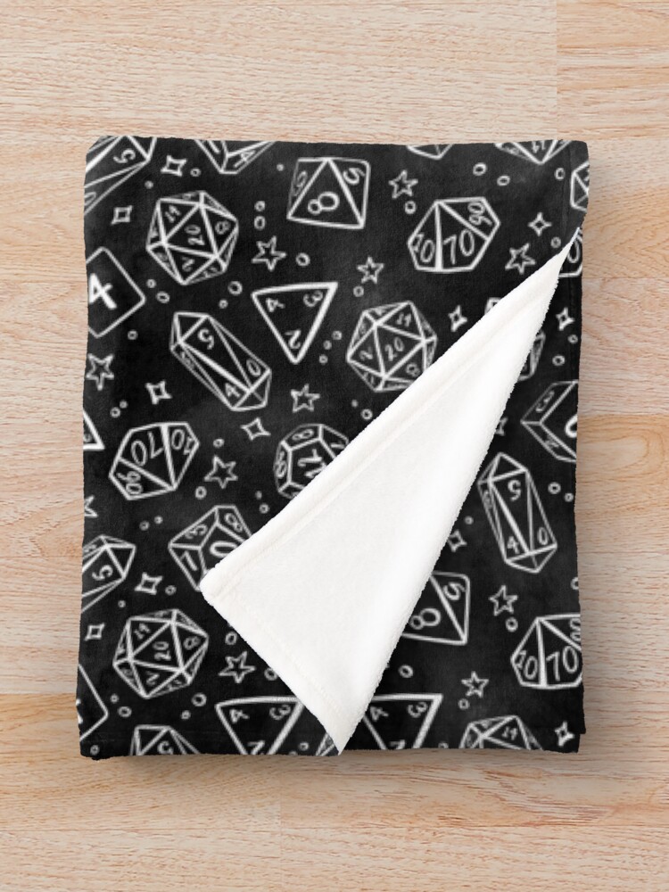 Alternate view of Watercolor Line Art Dice - Black Throw Blanket