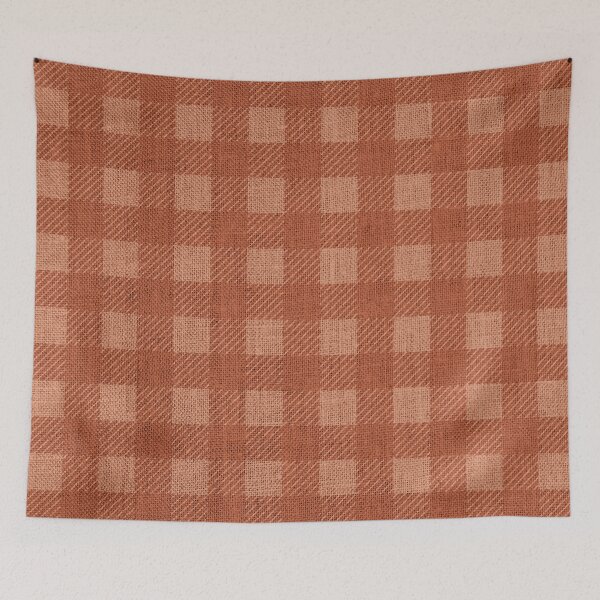 Item preview, Checkered  Christmas Plaid, Faux Linen, Terracotta designed and sold by meggydesigns.