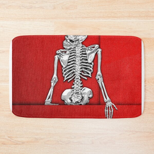 Item preview, Memento Mori - Silver Human Skeleton on Red Canvas designed and sold by Serge Averbukh Art Studio.
