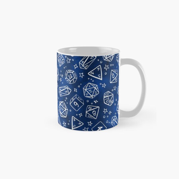 Watercolor Line Art Dice - Blue Classic Mug