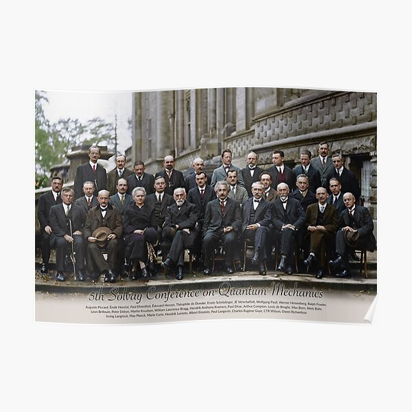 With names: 5th Solvay Conference on Quantum Mechanics, 1927. Poster