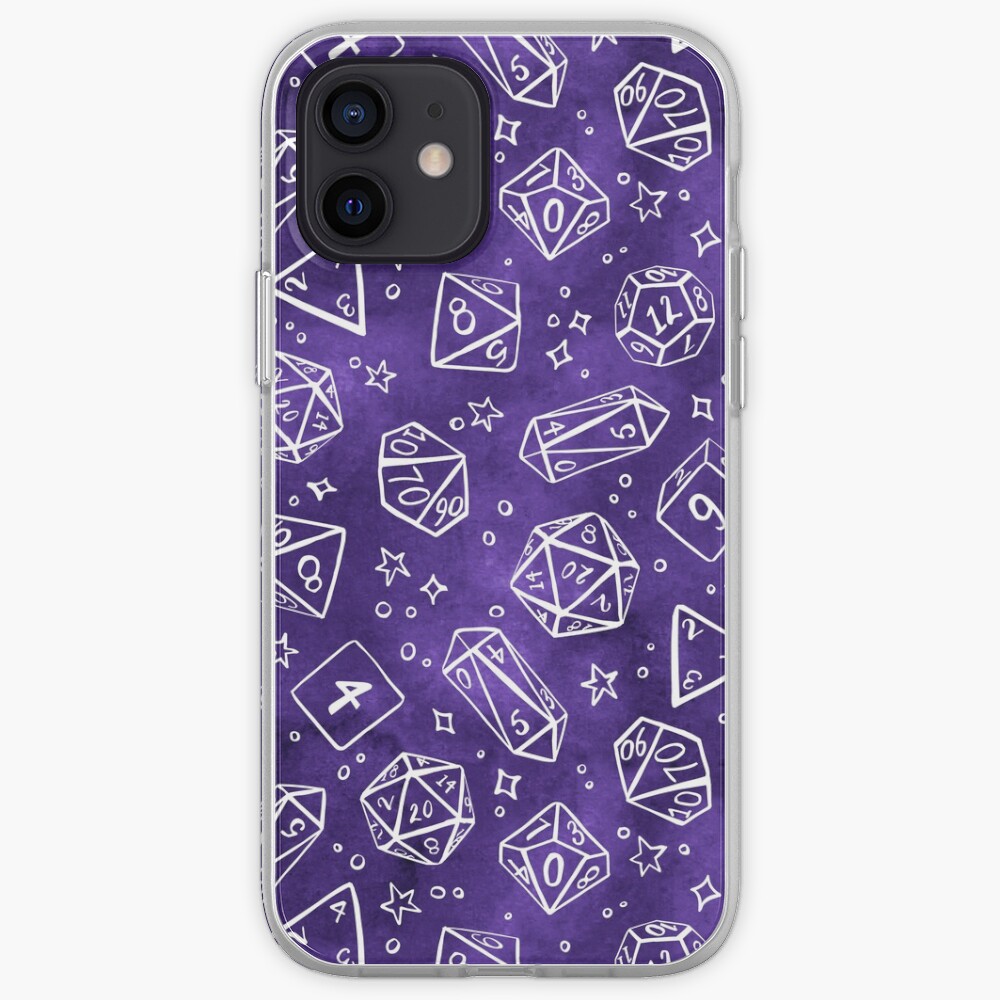 Watercolor Line Art Dice - Purple iPhone Case & Cover