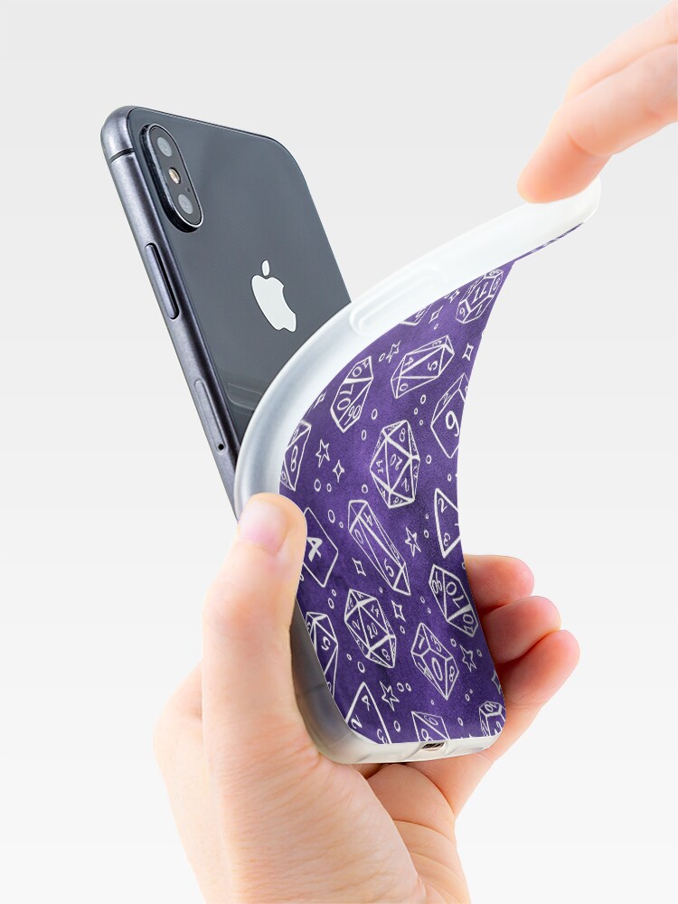 Alternate view of Watercolor Line Art Dice - Purple iPhone Case & Cover