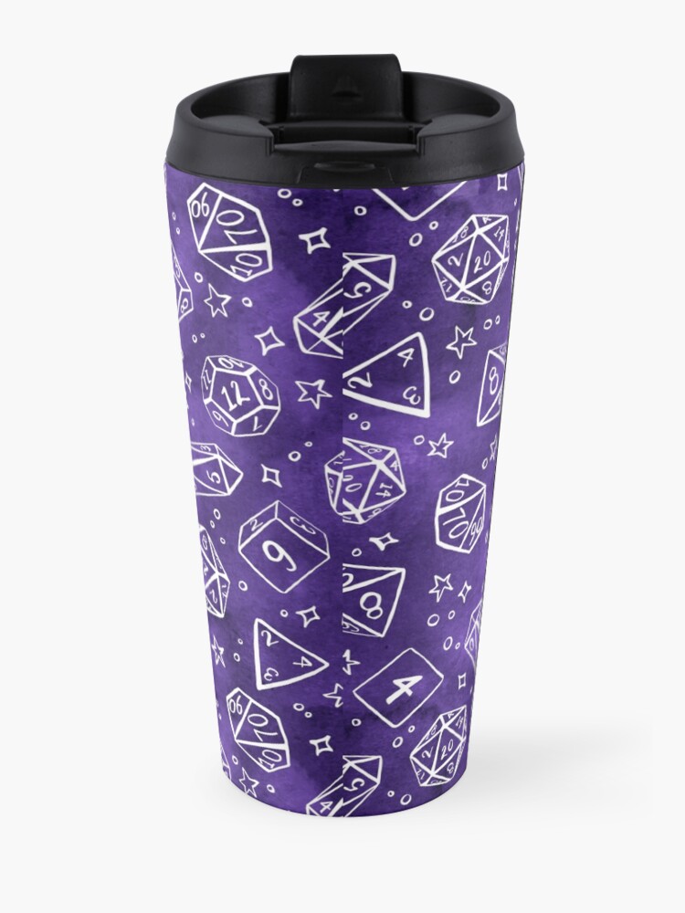 Alternate view of Watercolor Line Art Dice - Purple Travel Mug