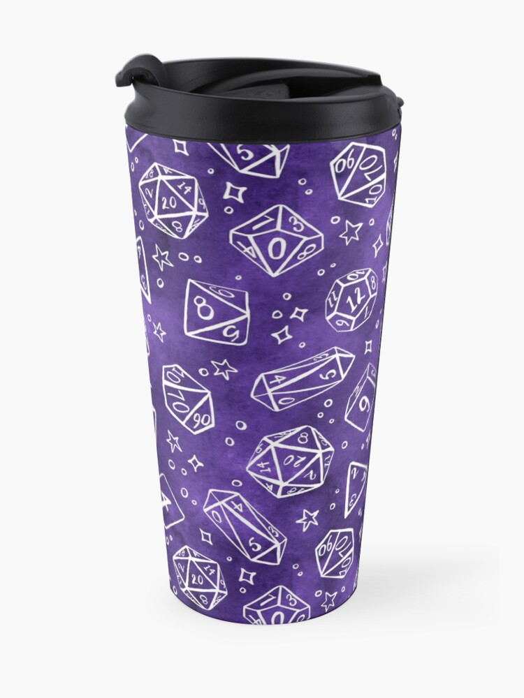Alternate view of Watercolor Line Art Dice - Purple Travel Mug