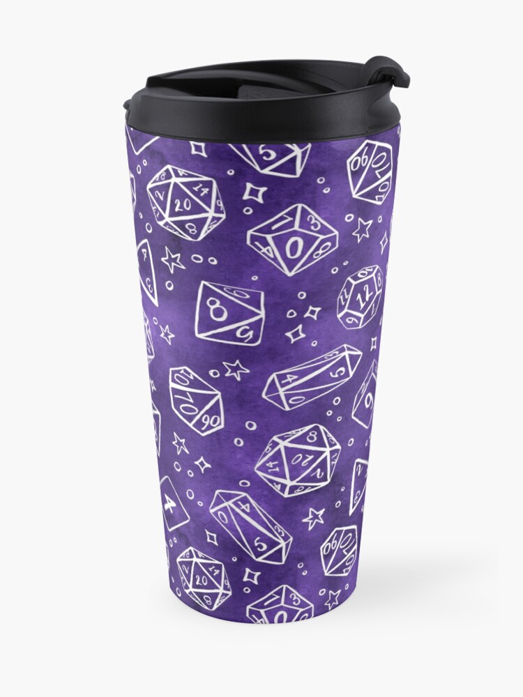 Alternate view of Watercolor Line Art Dice - Purple Travel Mug