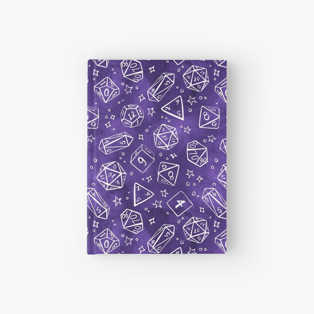 Watercolor Line Art Dice - Purple Hardcover Journal
