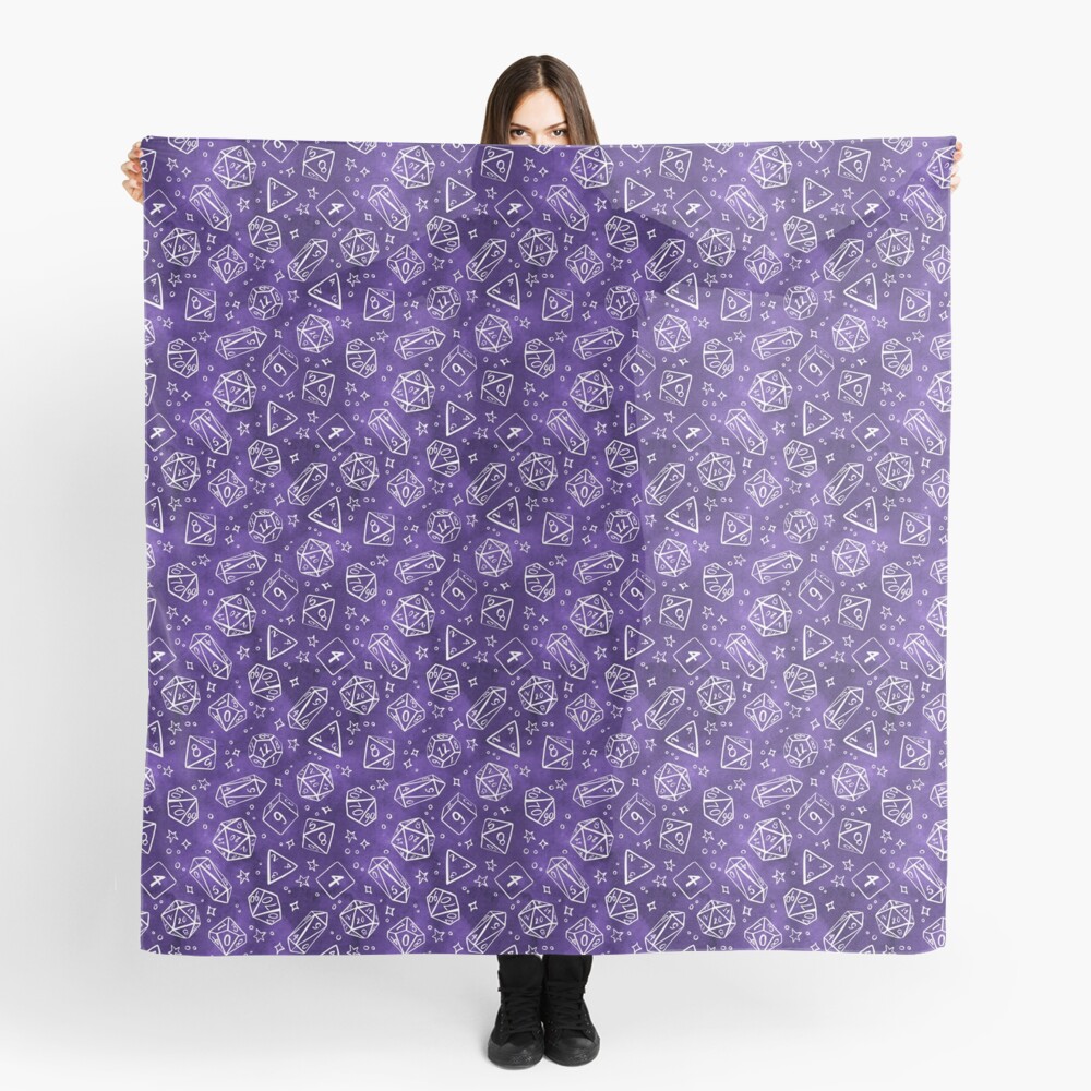 Watercolor Line Art Dice - Purple Scarf