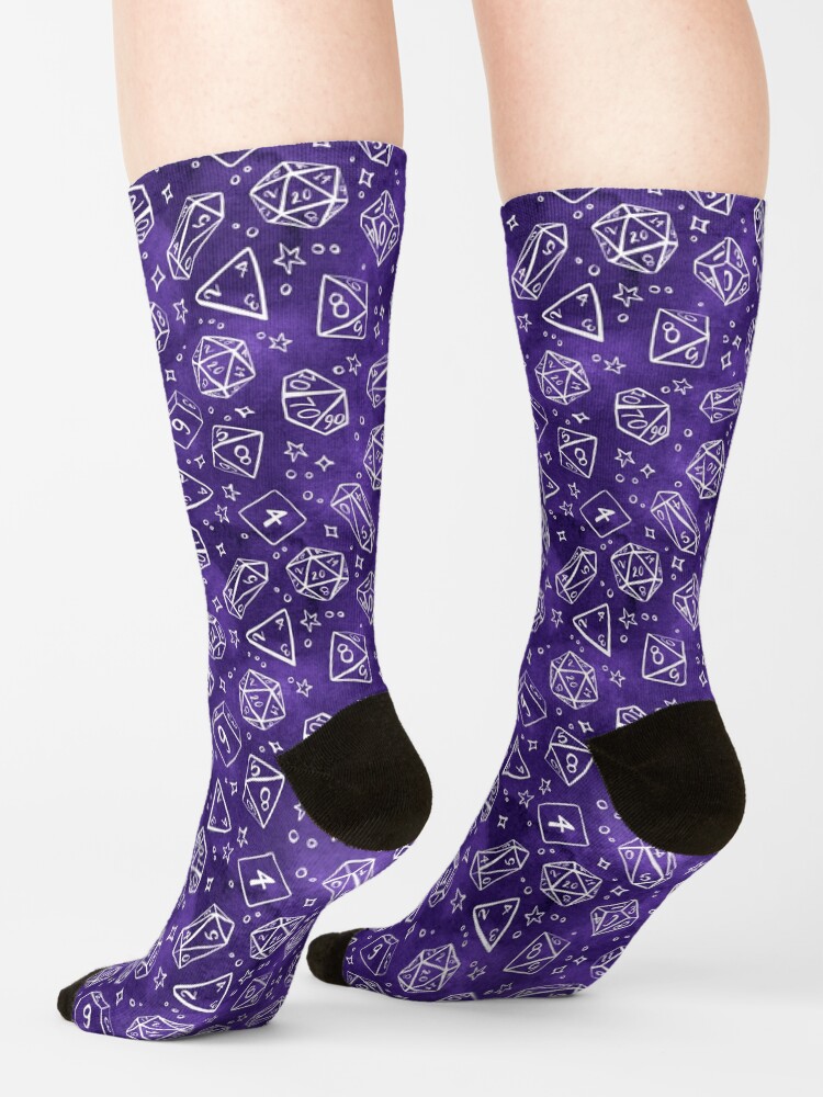 Alternate view of Watercolor Line Art Dice - Purple Socks