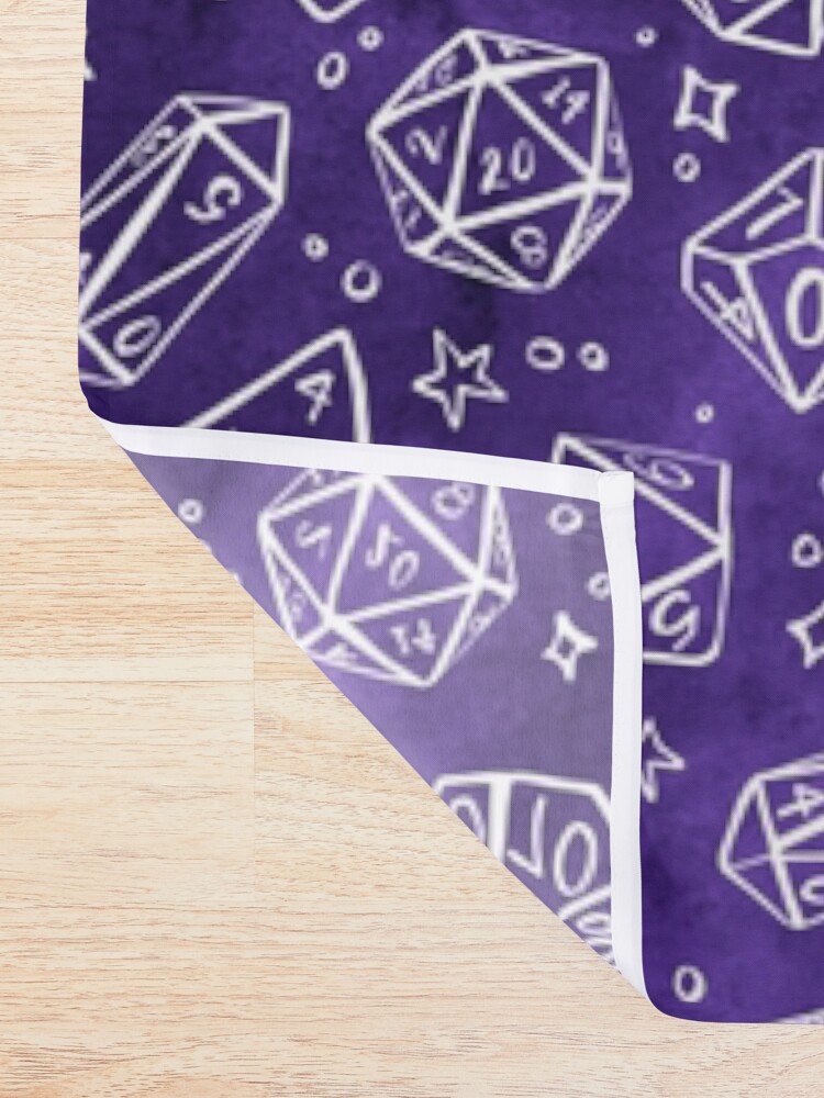 Alternate view of Watercolor Line Art Dice - Purple Shower Curtain