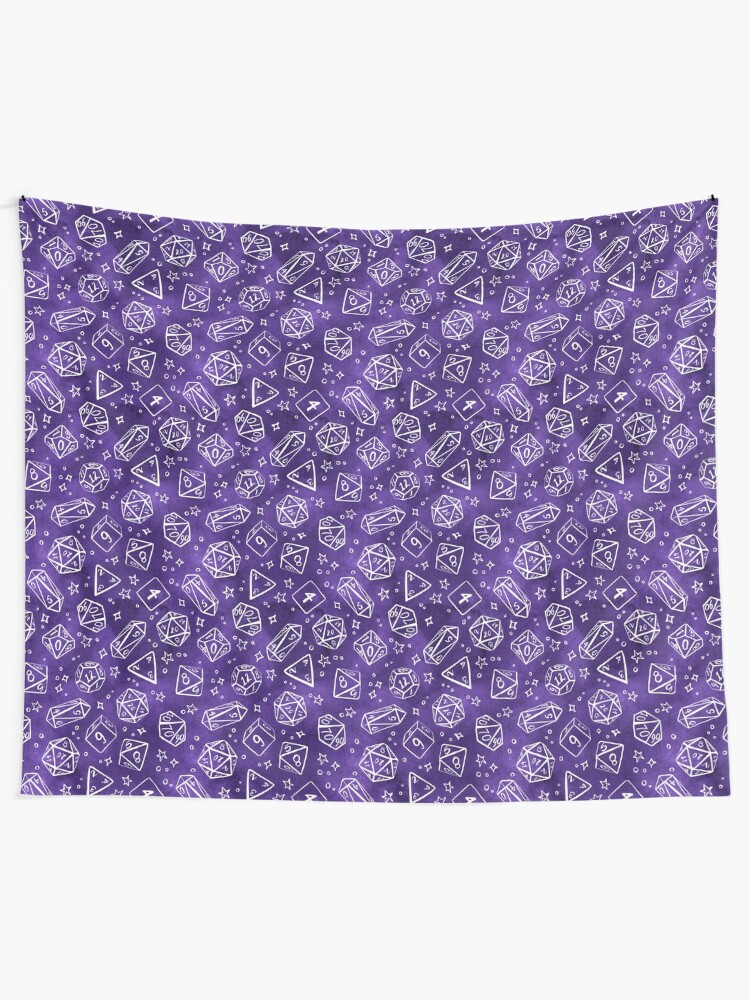 Alternate view of Watercolor Line Art Dice - Purple Tapestry
