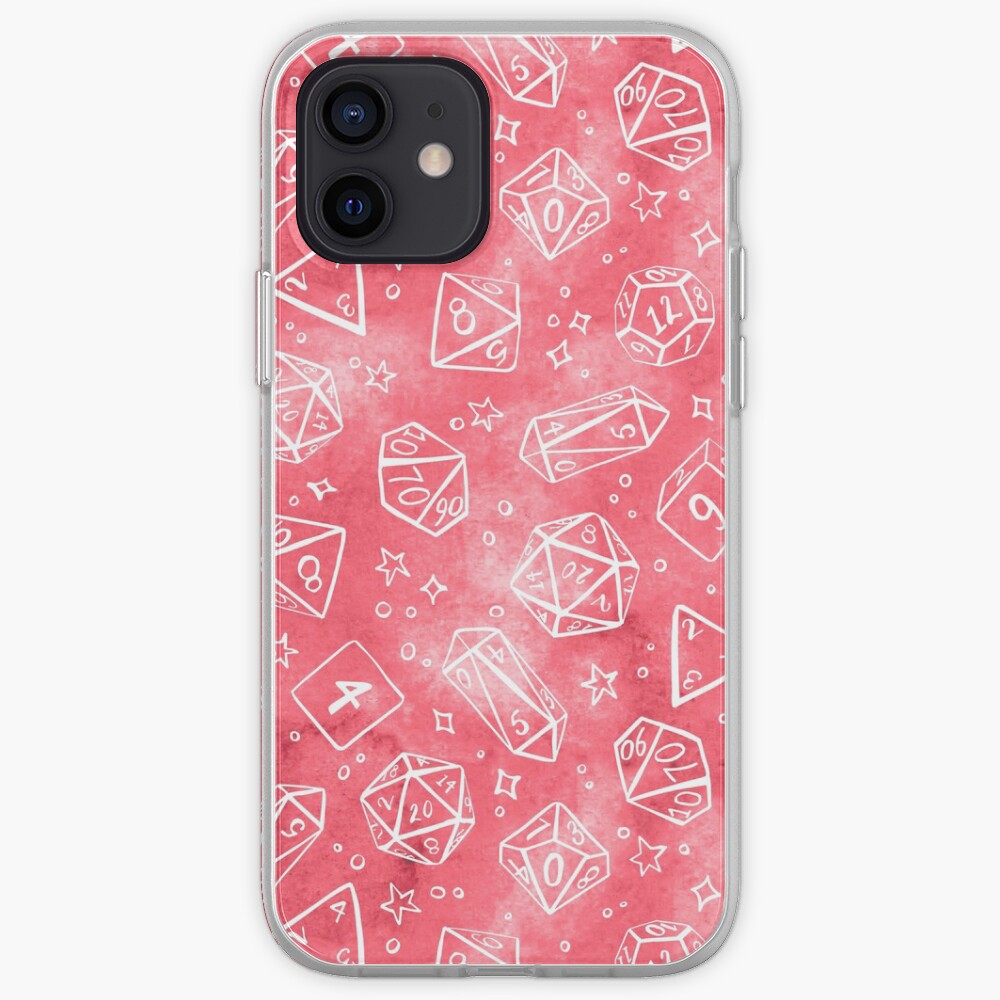 Watercolor Line Art Dice - Pink iPhone Case & Cover